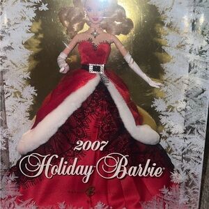 Mattel Holiday Barbie Doll in Red and White Festive Gown